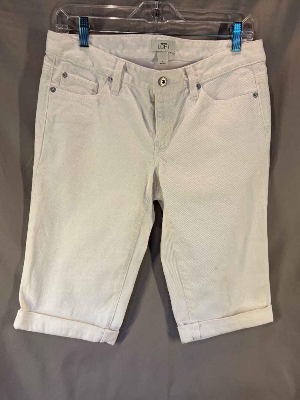 LOFT Jean Shorts with long 13 1/2" Inseam in White color - Size 6